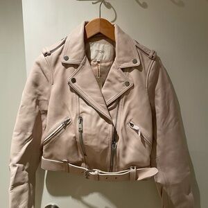 Maje Blush Leather Biker Jacket
